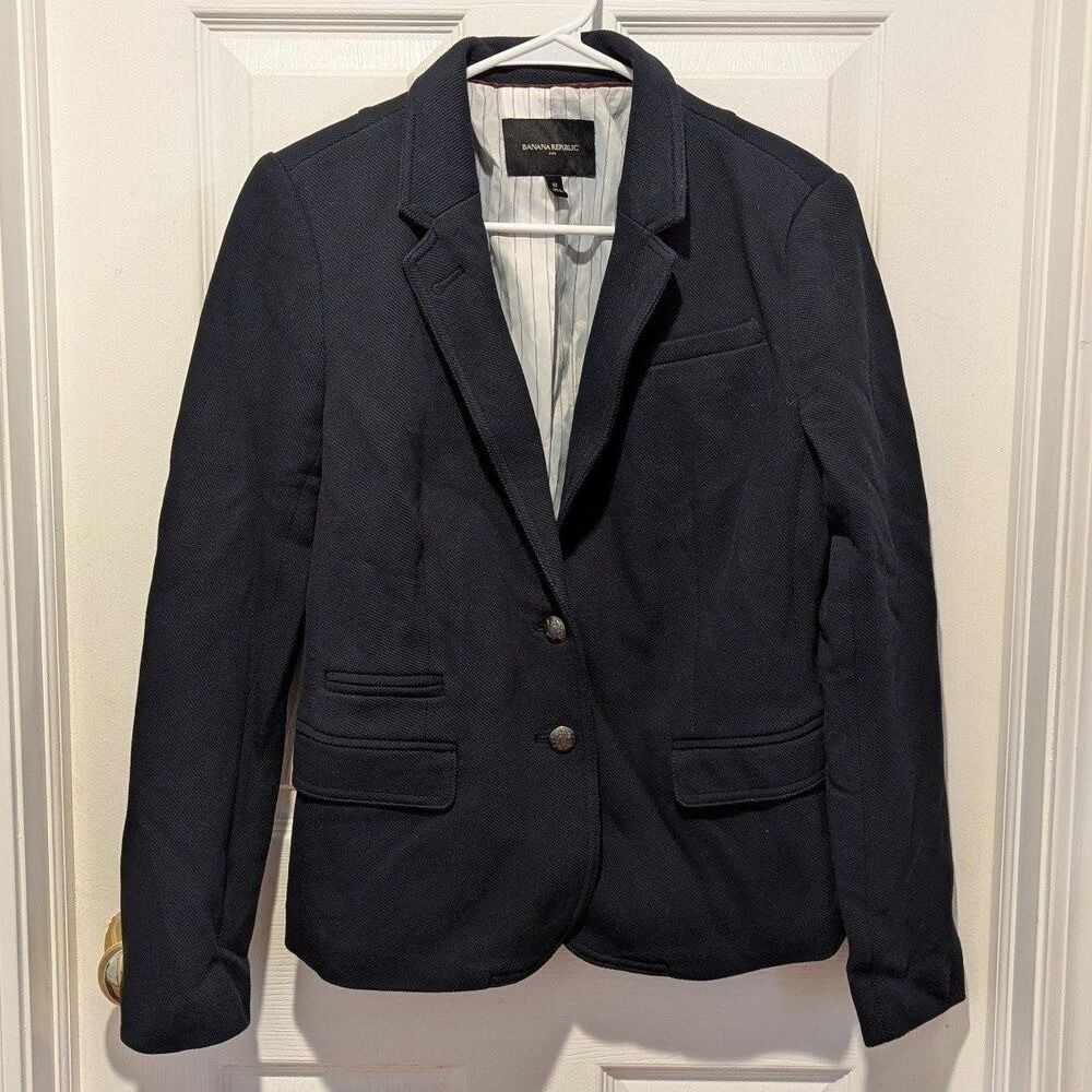 Quiet Luxury Preppy Navy Cotton Ivy League Blazer Banana Repubic Old Money 10